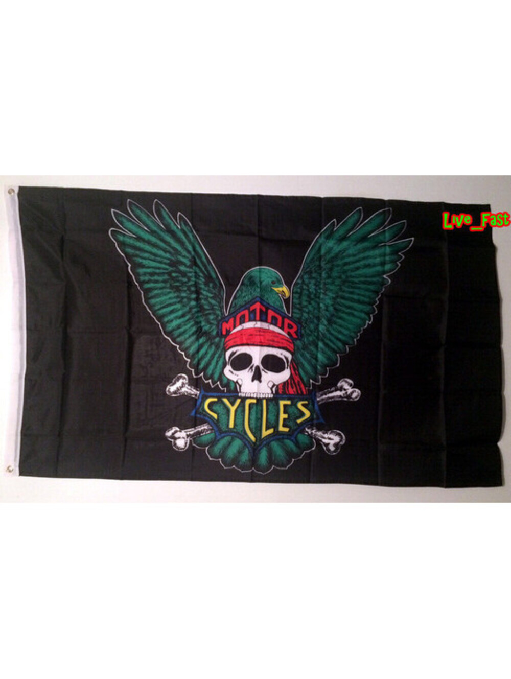 VINTAGE SKULL MOTORCYCLE FLAG TAPESTRY outlaw biker motorcycle club mc clubhouse